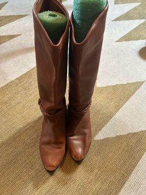 Spiegel Tall Braided Leather Boots - Chestnut Brown